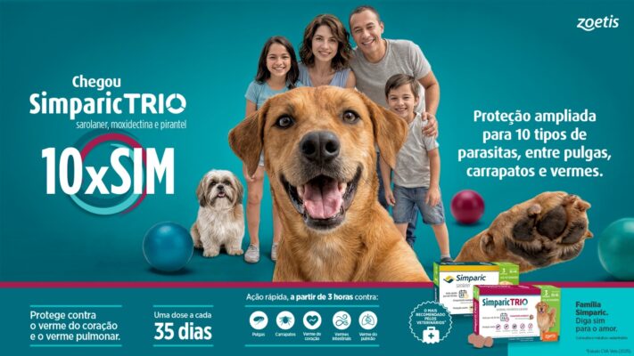 A Zoetis, líder global em saúde animal, anuncia o lançamento de uma nova opção de antiparasitário mensal mastigável no mercado brasileiro: Simparic® Trio...
